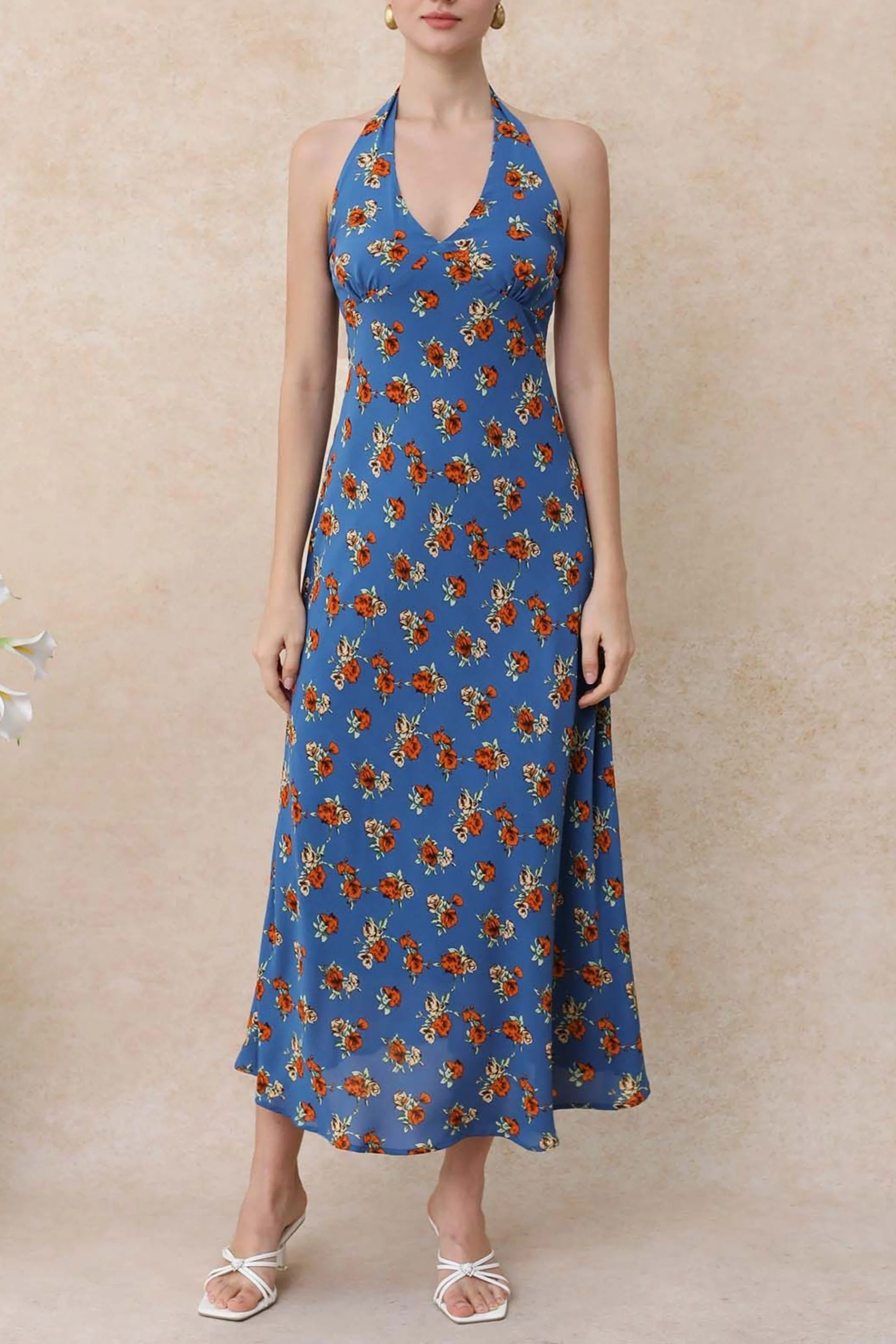Summer Rose Print Maxi Dress
