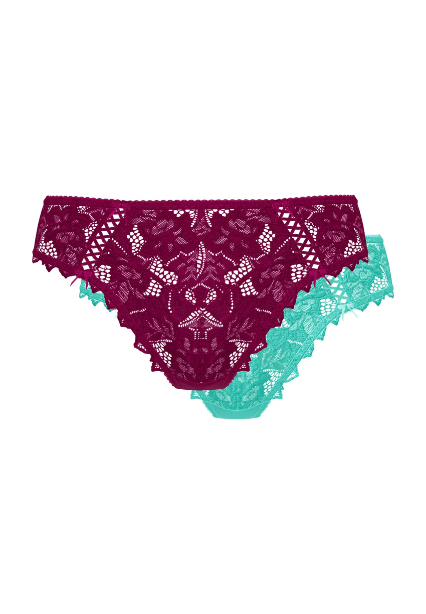 Lot de 2 slips Arum Magenta Pourpre et Vert Aquifère