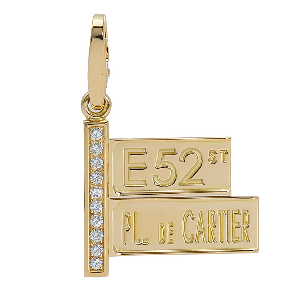Cartier Street Sign Necklace 18K Yellow Gold Diamond B3014700
