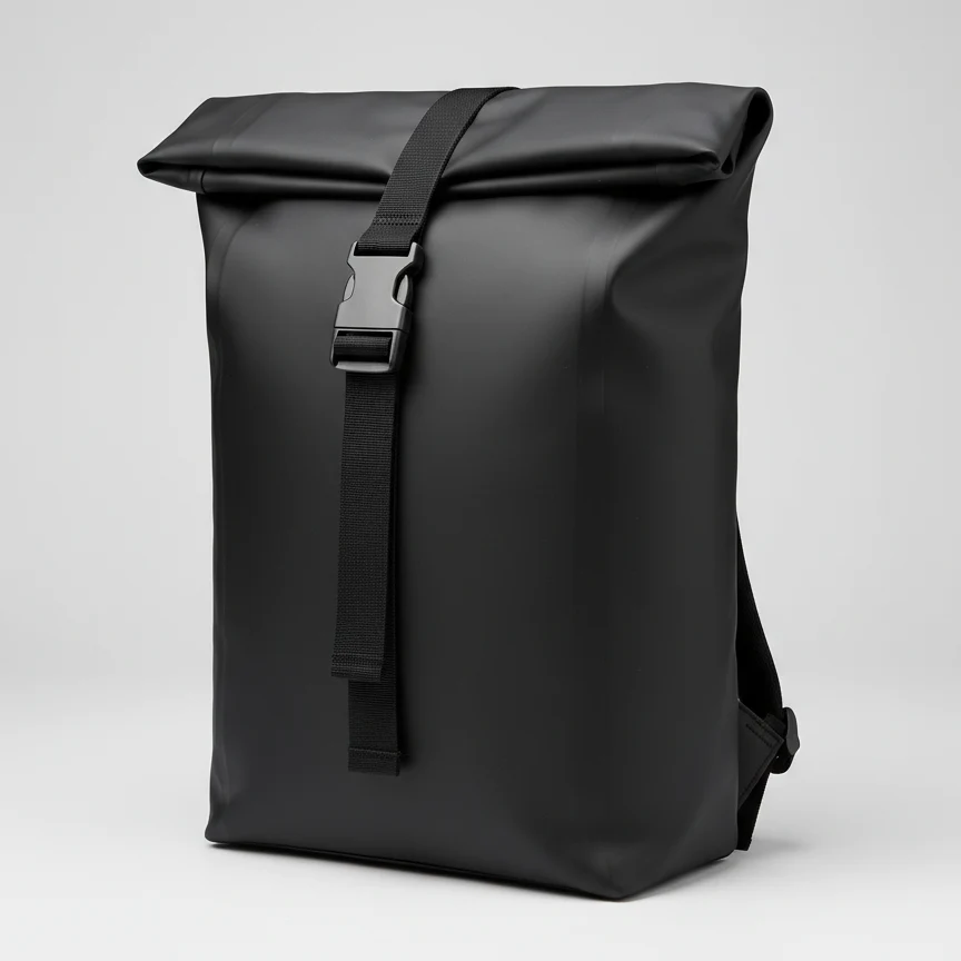 Black Roll-Top Backpack