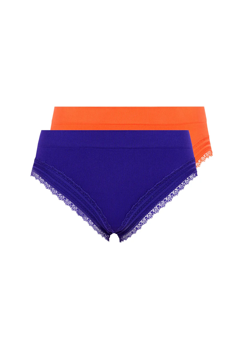 Lot de 2 slips Agathe Bleu Royal et Orange Corail