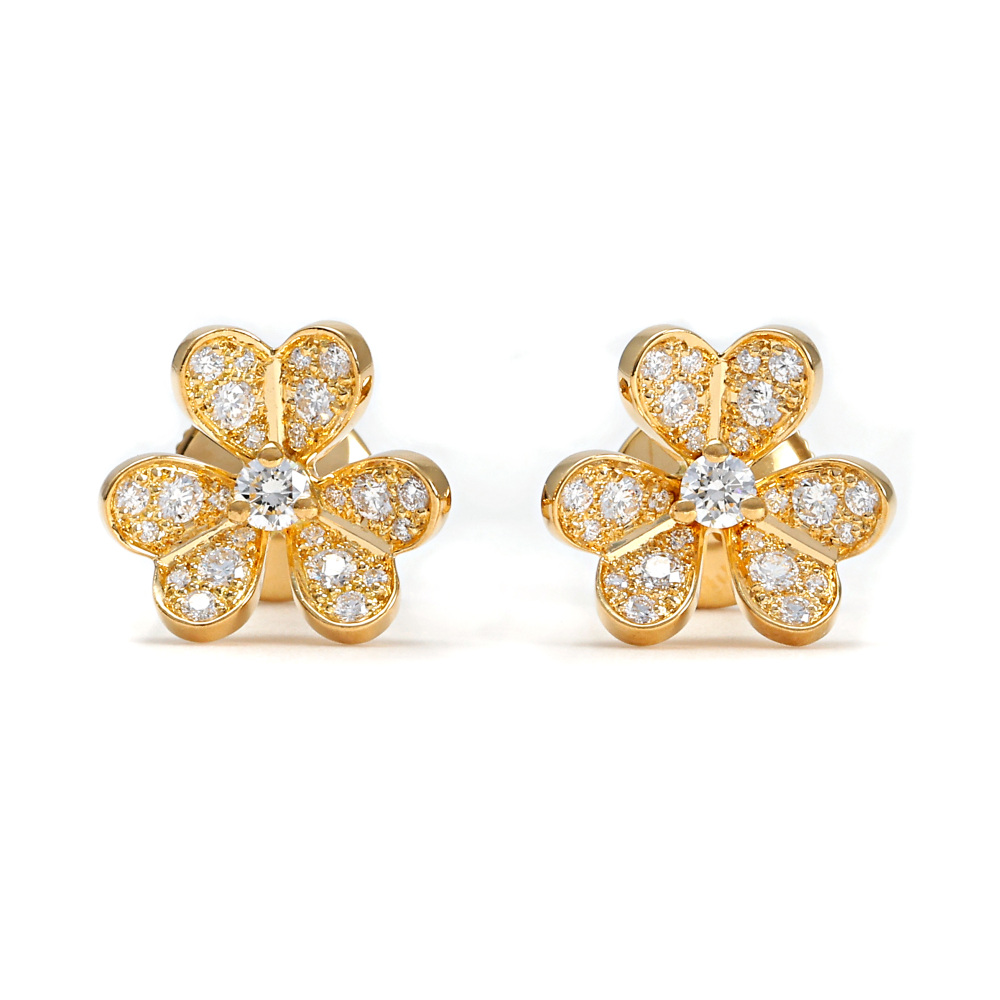 Van Cleef & Arpels Frivole Earrings 18K Yellow Gold Diamond VCARP24200