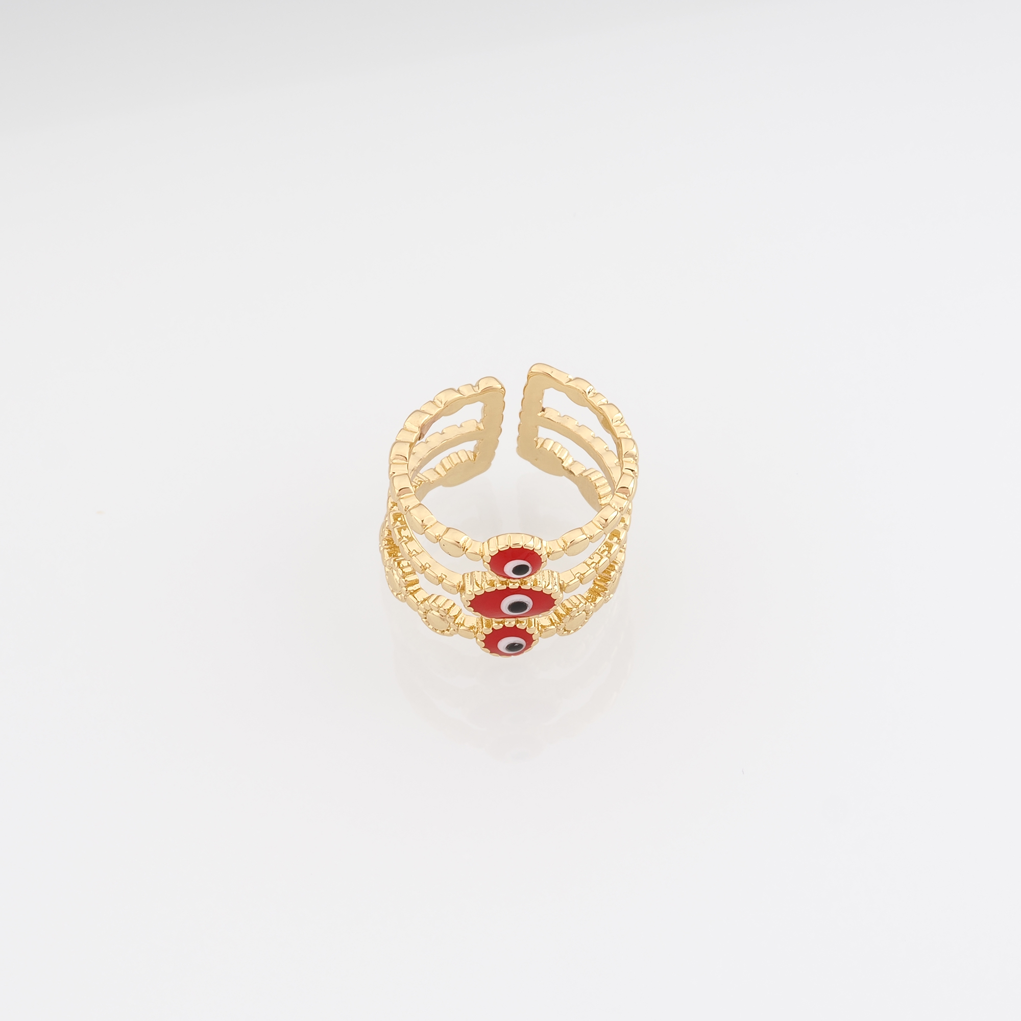 18K Gold Filled Evil Eye Rings,Adjustable Ring,Minimalist Ring,Open Ring