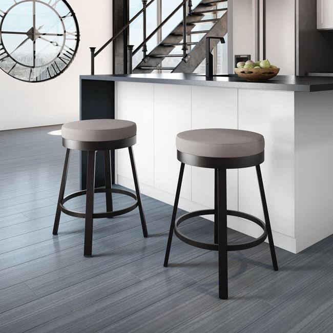 Clay Alder Home Taft Swivel Metal Counter Stool (Brown/ Warm Grey)