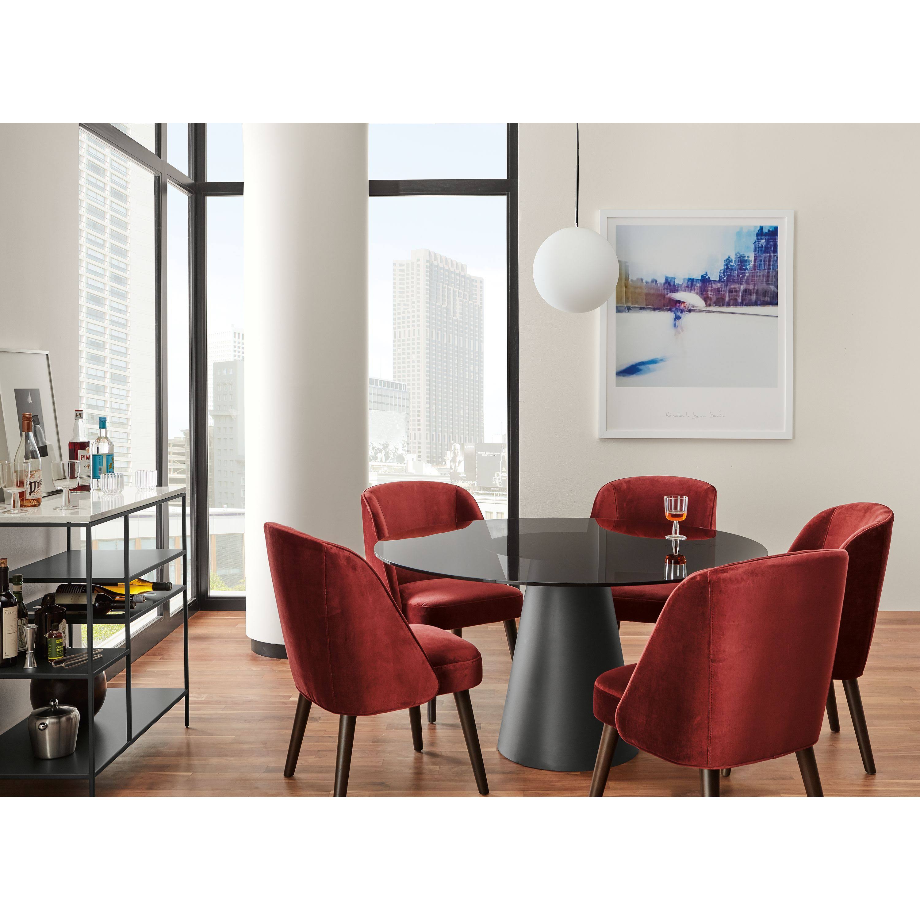Room u0026 Board | Modern Decker 36 Diameter Round Table | Clear Tempered Glass Top