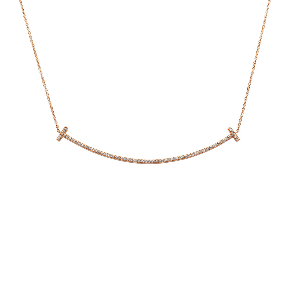 Tiffany & Co. Tiffany T Smile L Necklace 18K Rose Gold Diamond 60011654