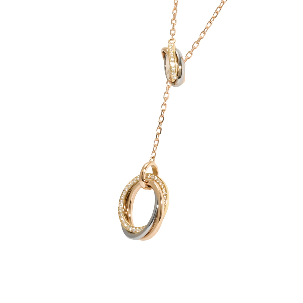 Cartier Trinity Necklace Tri-Gold Diamond B7058500