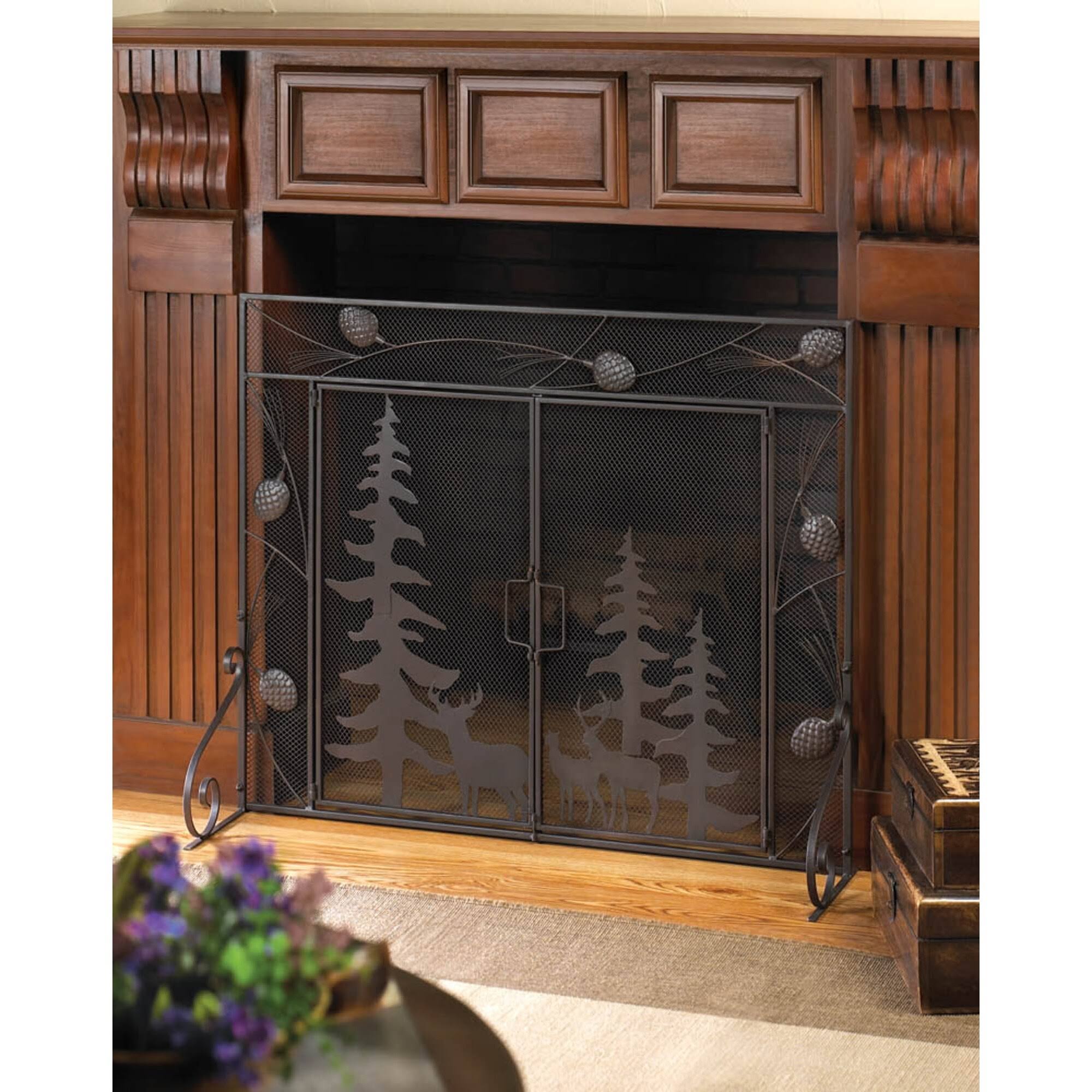 Zingz u0026 Thingz Tuscan-design Fireplace Screen, 4505039V, Black