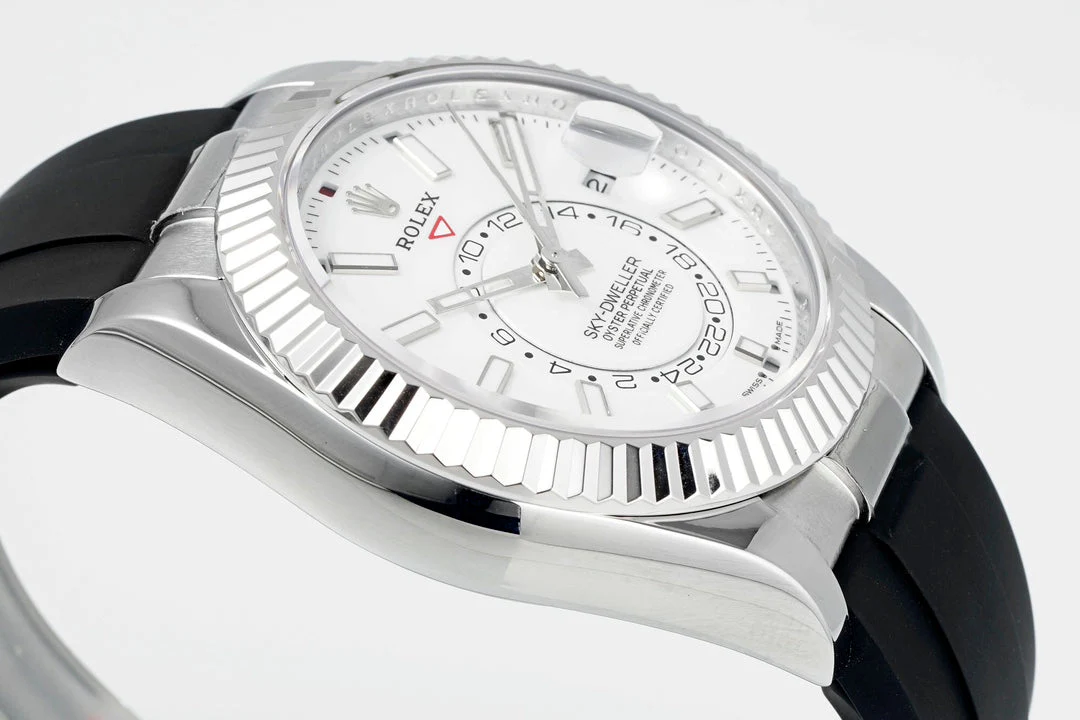 Rolex Sky-Dweller 42mm Stainless Steel Case White Dial Rubber Strap