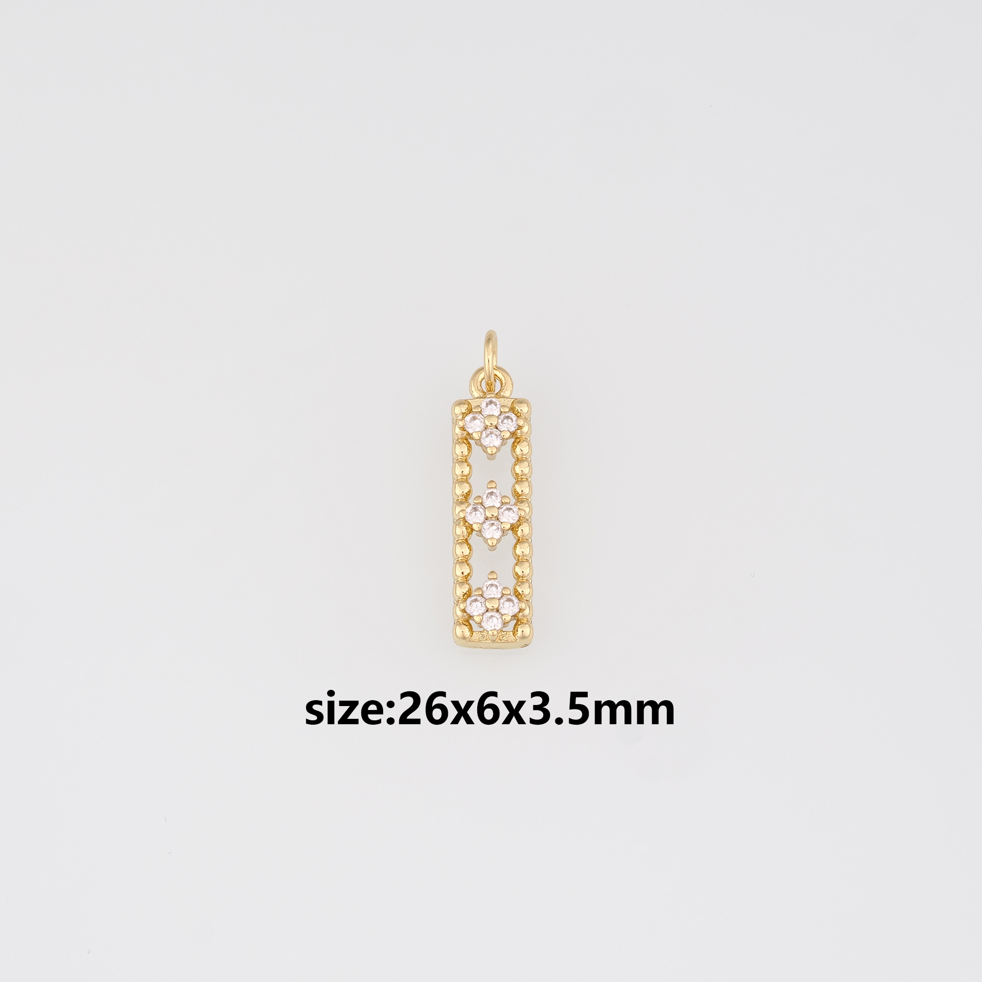 18K Gold Filled Rectangle Pendant,CZ Micro Pave Rectangle Charm Earrings Necklace for DIY Jewelry Making Supply