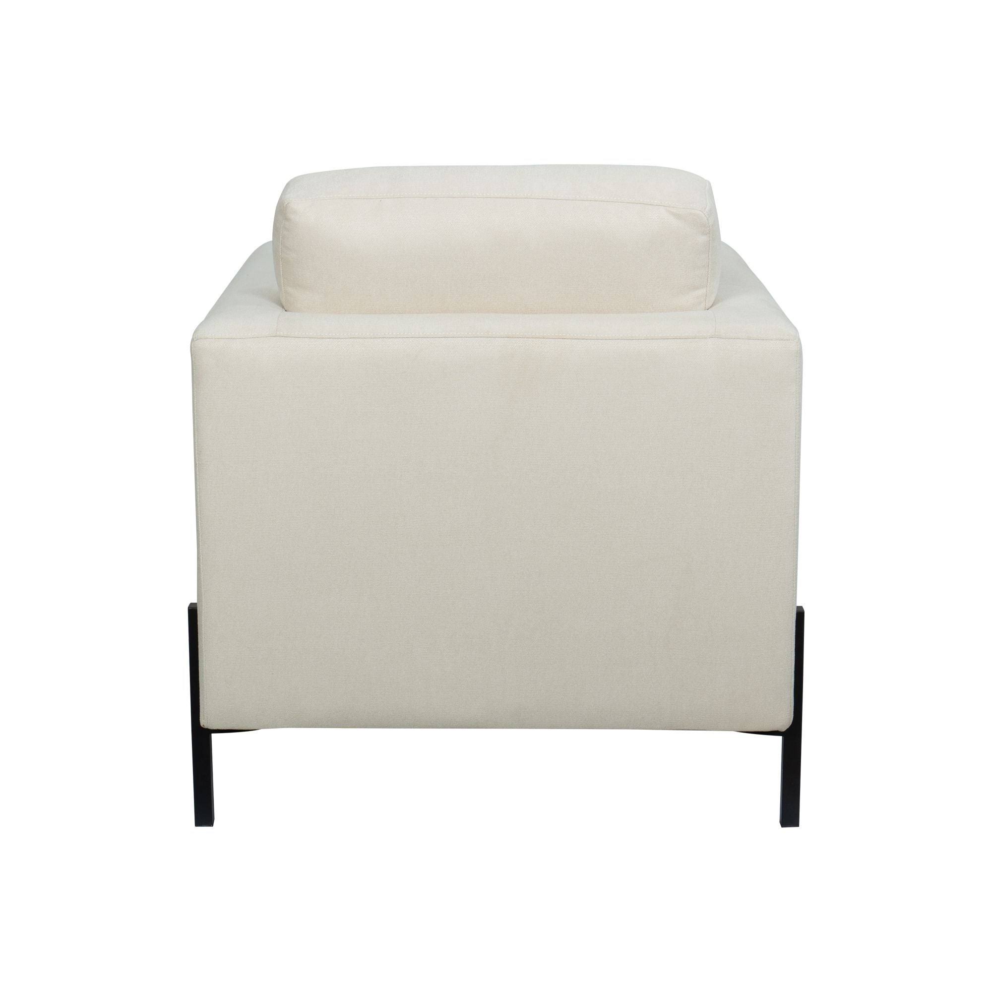 Rupert Armchair with Black Metal Leg - Creamy White