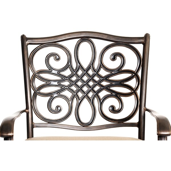Hanover Traditions 5Piece HighDining Set with 4 Swivel Chairs and a 40,000 BTU Casttop Fire Pit Table