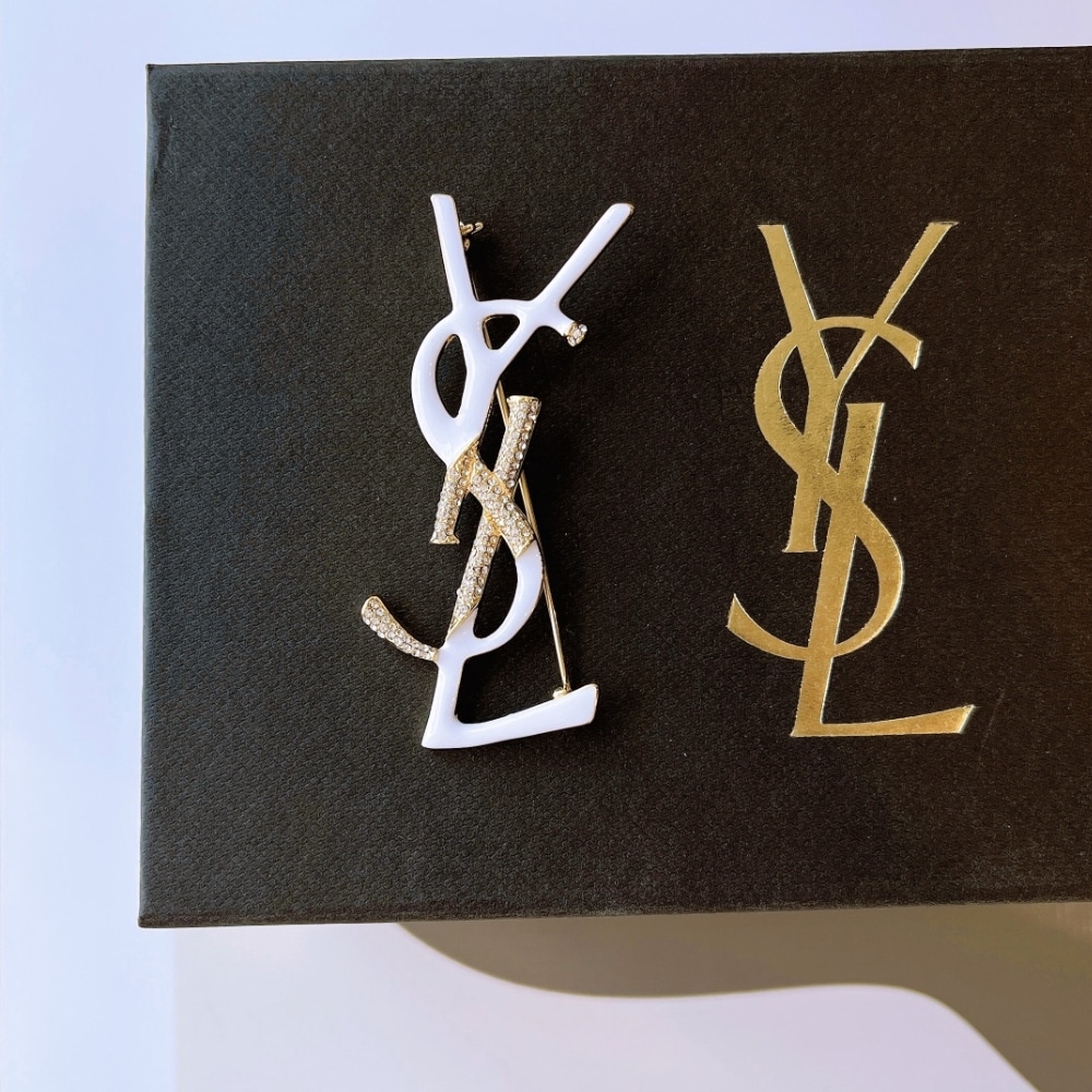 Saint Laurent Ysl Brooch White