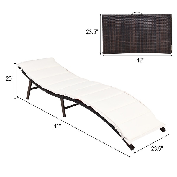 Costway 2PCS Patio Rattan Folding Lounge Chair Stackable Double Sided
