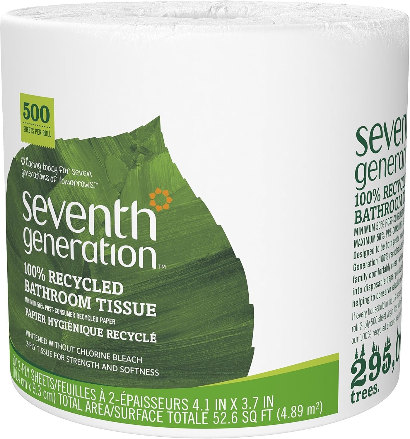 2-Ply 100% Recycled Toilet Paper, 60 Rolls (500 Sheets Per Roll) Septic Safe Bathroom Tissue