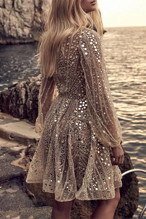 Sequin V-Neck Evening GownClistos