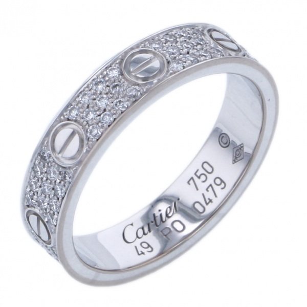 Cartier Love Wedding Pave Ring 18K White Gold Diamond