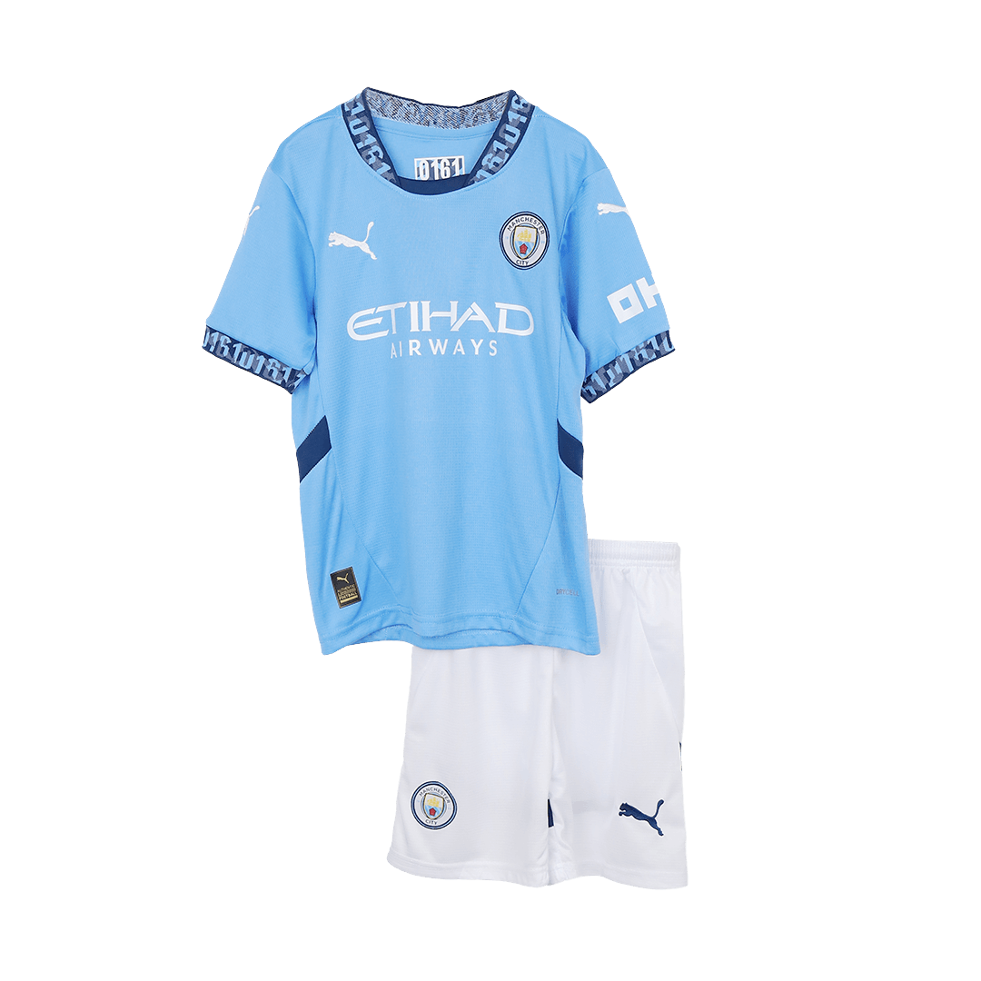Manchester City Home Kids Soccer Jerseys Kit