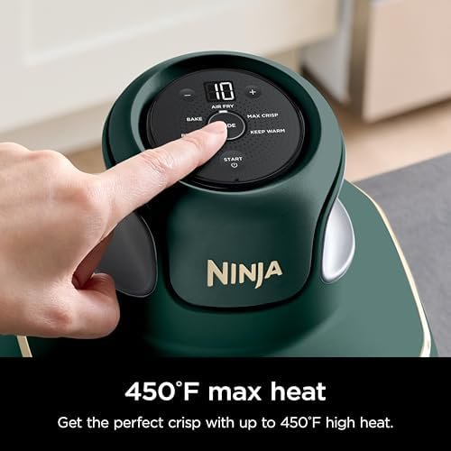 5-in-1 Glass Air Fryer | 450°F, Nontoxic, 4QT & 6-Cup Containers & Lids | Microwave, Freezer, Dishwasher Safe | Air Fry, Bake, Recrisp, Keep Warm | Brit. Racing Green