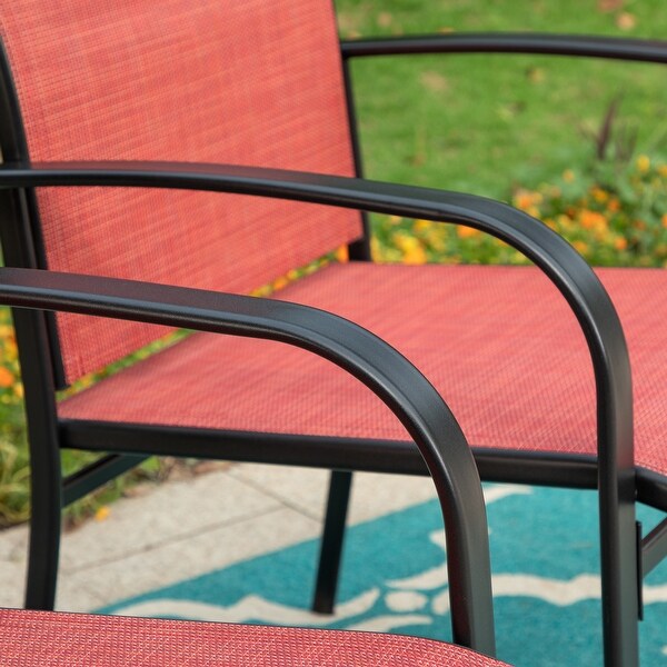 MAISON ARTS 7Piece Patio Dining Set Woodlook Rectangle Table and 6 Textilene Chairs