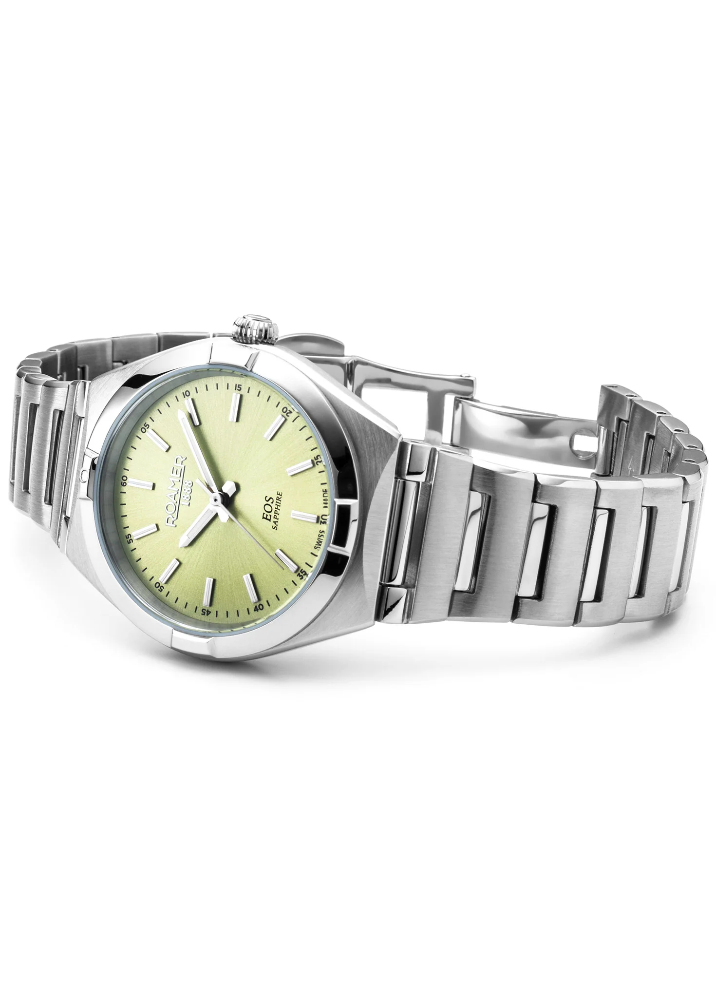 EOS Classic 34mm Quartz Three-Hand Lightgreen Dial  Silver Bracelet Sapphire glass Stainless Steel swiss watch