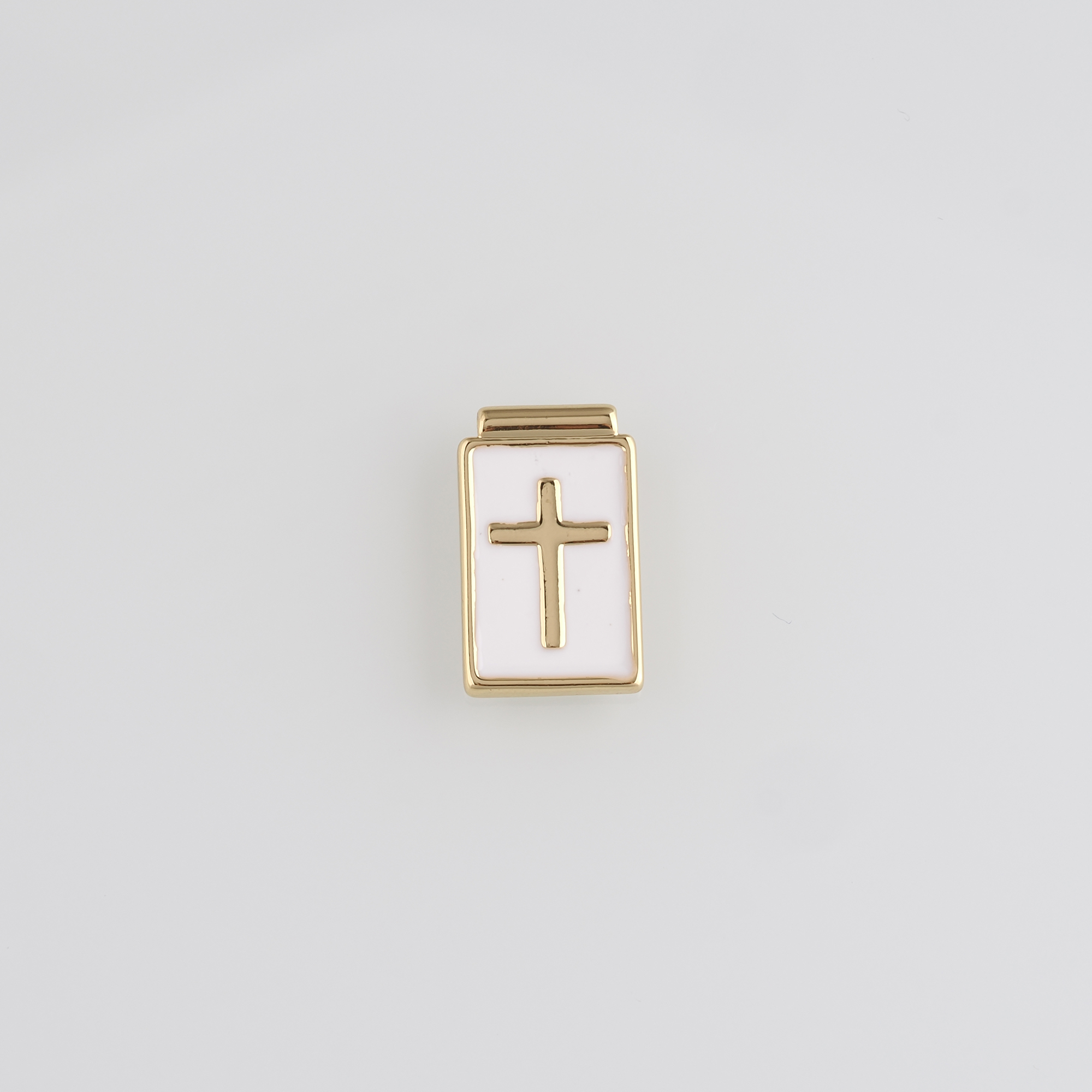 18K Gold Filled Cross Pendant,Enamel Religious Charm Earrings Necklace for DIY Jewelry Making Supply
