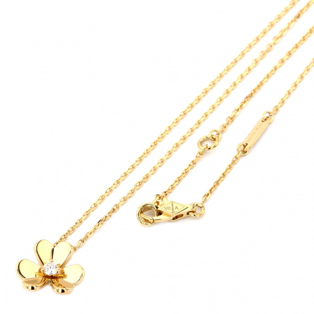 Van Cleef & Arpels Frivole 1P Diamond Necklace 18K Yellow Gold