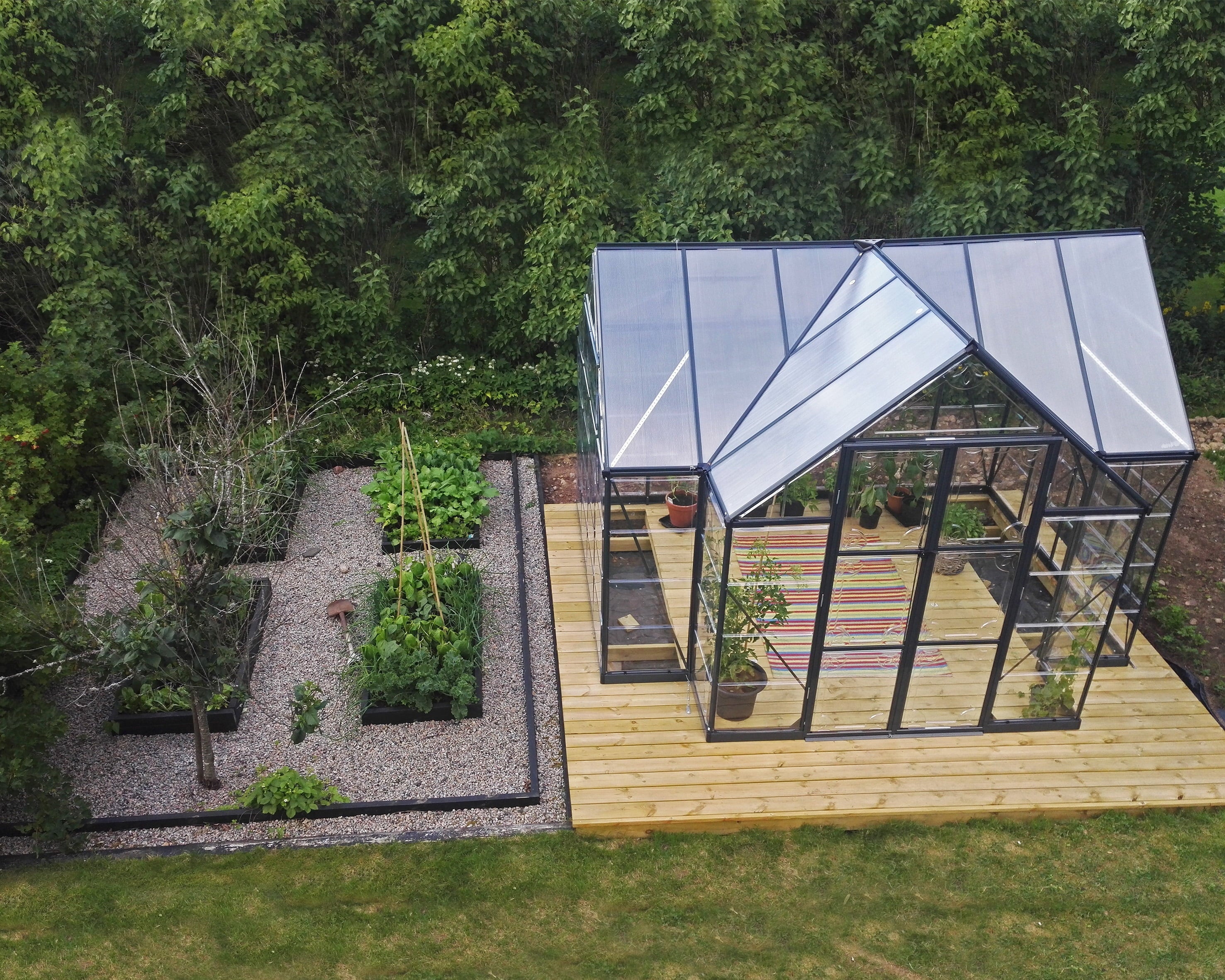 Palram – Canopia Chalet Four Season – 12′ x 10′ – Walk-In Hobby Greenhouse – Charcoal Gray – with 2 Roof Vents
