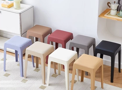 Plastic stool soft pack thick household stackable bench long sitting dining chair stool