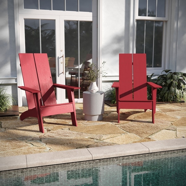 Modern Dual Slat Back Adirondack Style Chairs,Set of 2