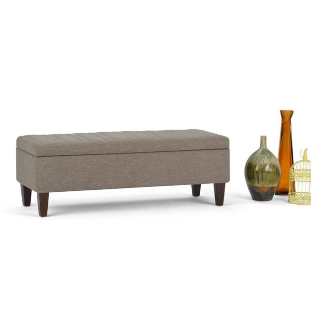 Garret Storage Ottoman Linen Look Fabric Wyndenhall