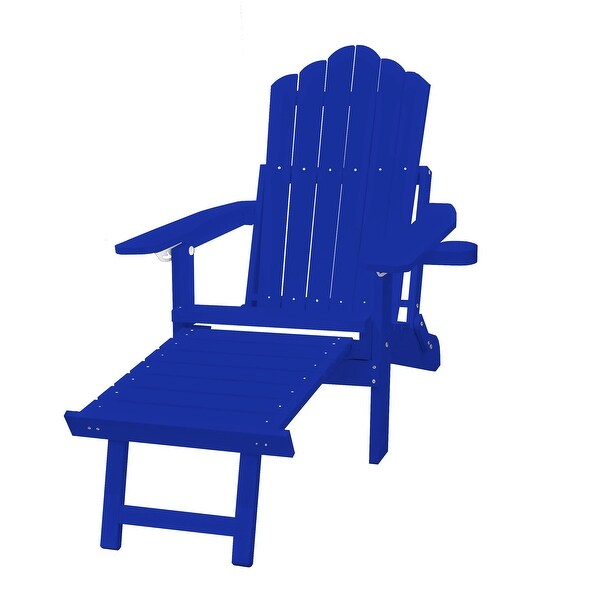 Clihome HIPS Folding Patio Adirondack Chair with Pullout Ottoman