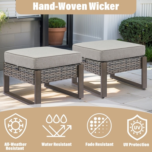 Patio Bistro Set with Rocking Chairs with Ottomans