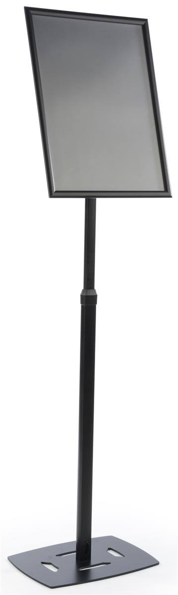 Displays2go M2X1824BLK Poster Sign Floor Stand Frame with Adjustable Height from 56.5 to 75.5 Inches Weighted Base (Black Alumin