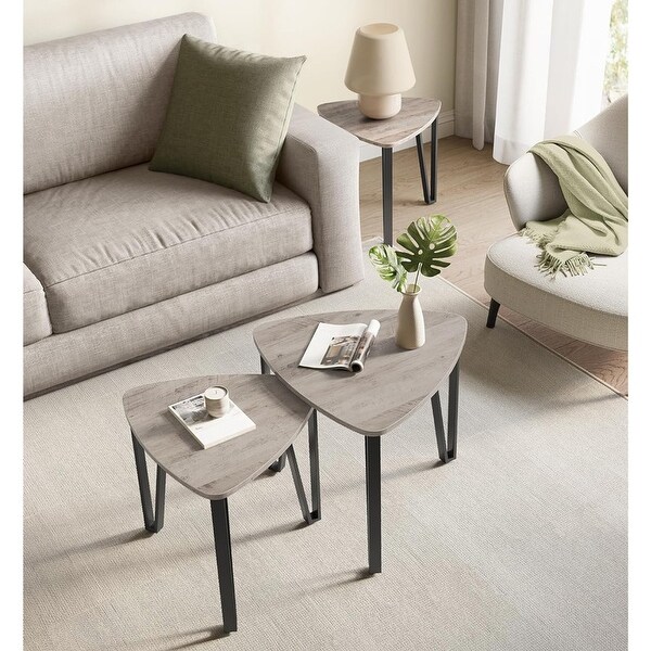 Stacking Side Coffee Tables,Heather Greige and Black End Tables