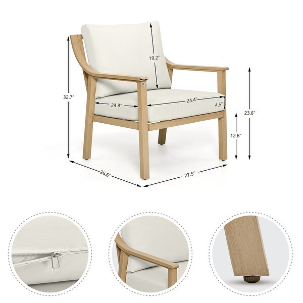 3Piece Aluminum Patio Conversation Set with End Table and Cushions