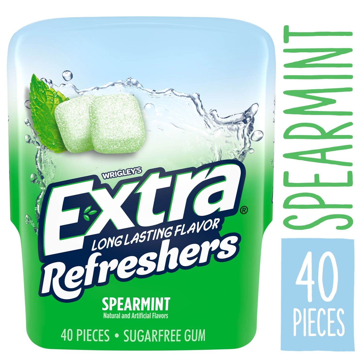 Extra Refreshers Spearmint Sugar Free Chewing Gum - 40 Pieces Bottle