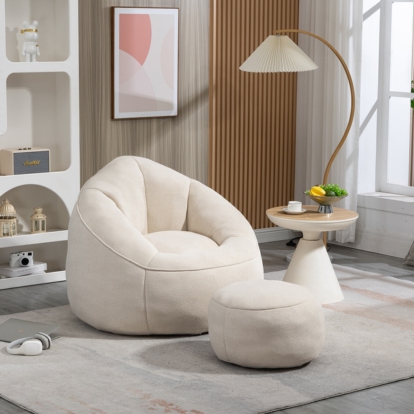 Bean Bag Sofa Chair Foam Bean Bag Chair with Padded Foam Padding and Footrest