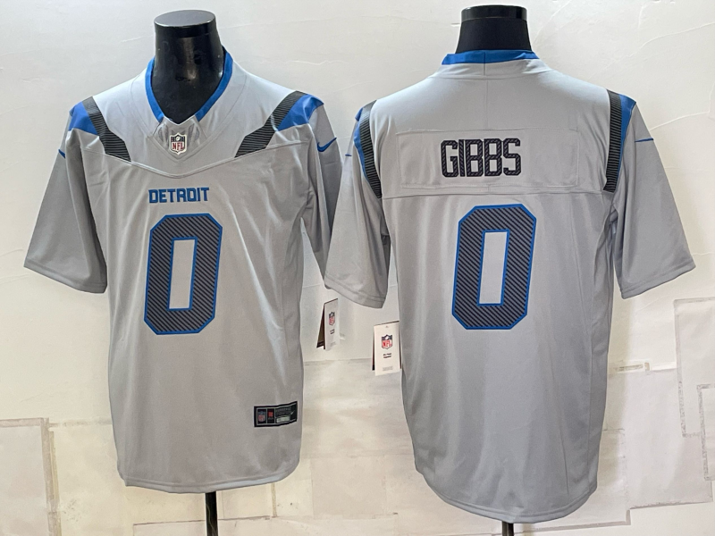 Men's Detroit Lions Jahmyr Gibbs #0 Silver 2026 Rivalries Collection Game Jersey