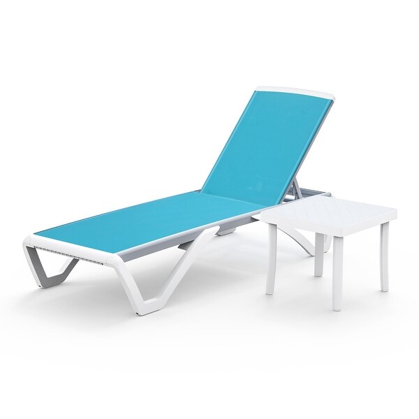 Domi Patio Chaise Lounge,AllWeather Adjustable Recliner with Wheels,Stackable
