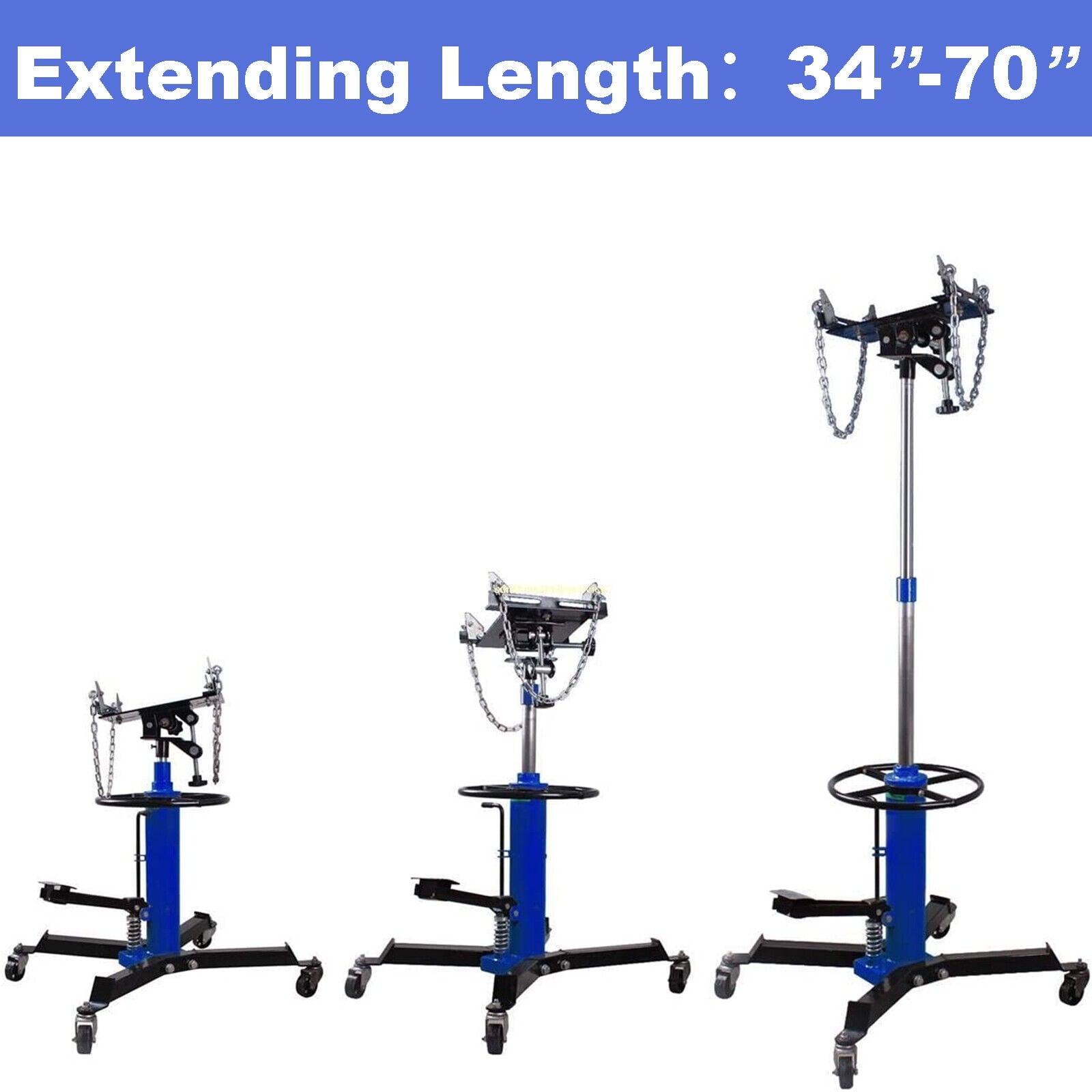 JSTUOKE 1660 Pounds Hydraulic Car Transmission Jack Vertical Lift with 360° Swivel Wheel Pedal ,Blue,33