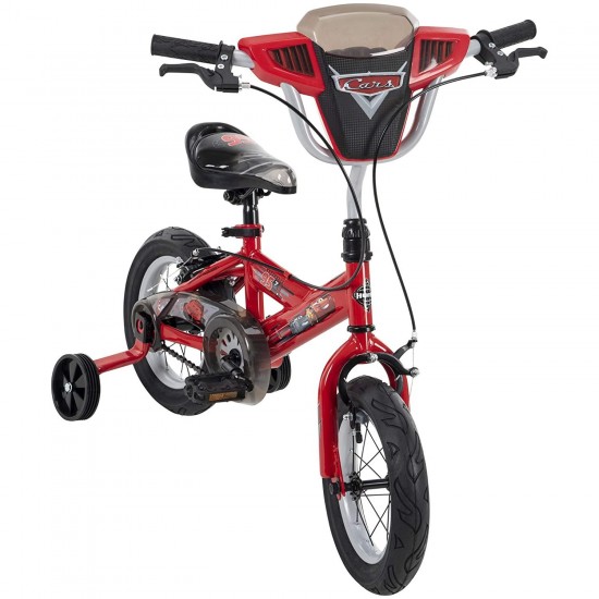 Cars Kid Bike Quick Connect Assembly, Handlebar Plaque w/Sounds & Training Wheels, 12″