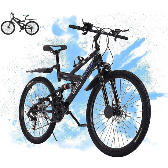 26in Outdoor Road Bikes Folding Mountain Bike Dual Suspension Frame, Fork Lightweight with Aluminum Frame – 26 inch – Outdoor Bicycle for Men and Women