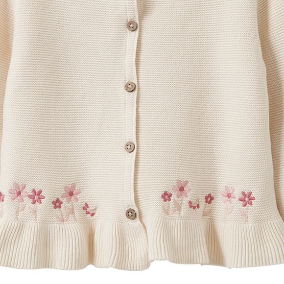 Topomini Baby Strickjacke mit Blumen-Stickerei