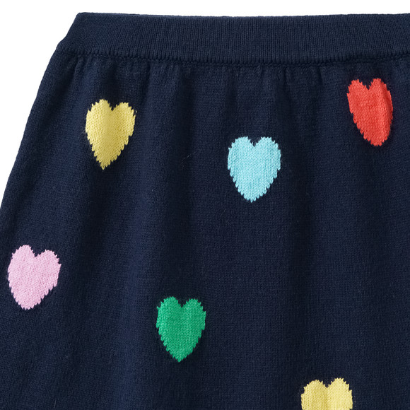 Famy Mädchen Strickrock mit Herz-Allover