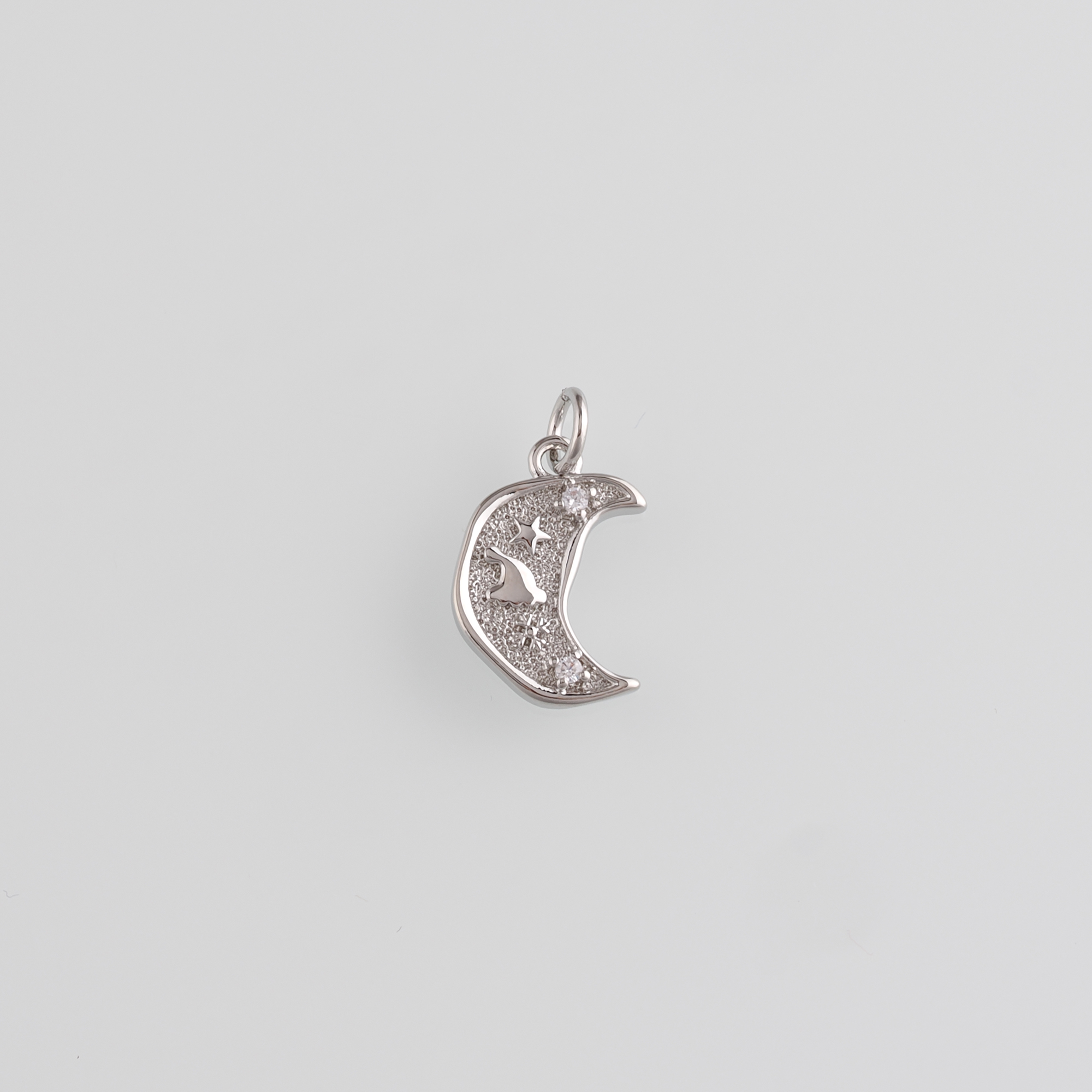 18K Gold Filled Moon Pendant,CZ Micro Pave Celestial Charm Earrings Necklace for DIY Jewelry Making Supply