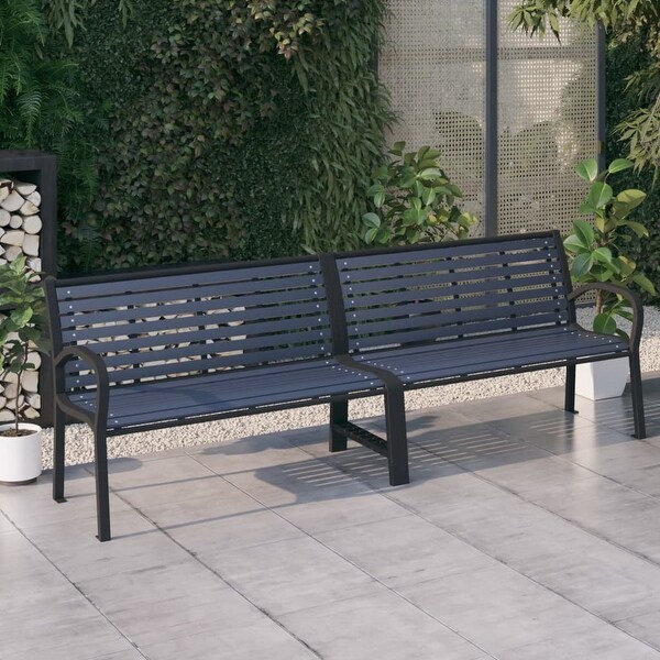 vidaXL Outdoor Patio Bench Garden Park Bench for Backyard Deck Steel and WPC