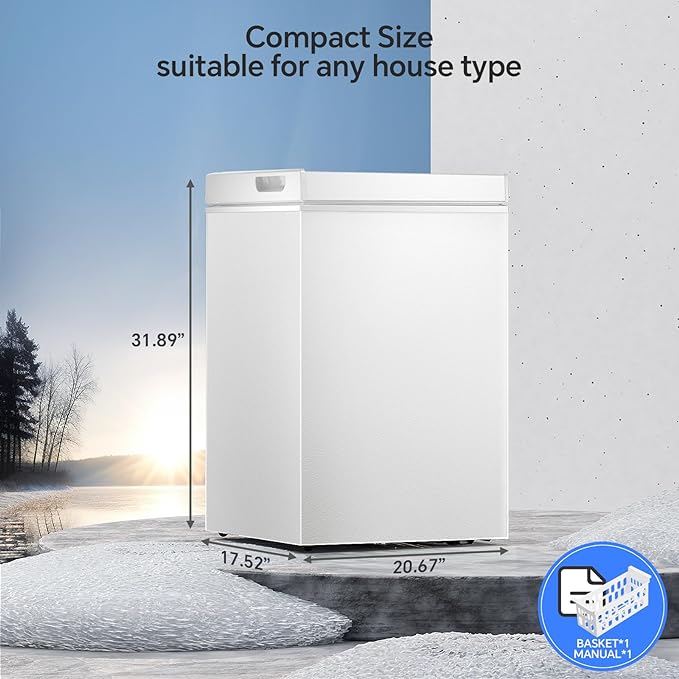 Kismile 7.0/3.5 Cubic Feet Chest Freezer with Removable Basket Free Standing