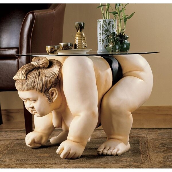 Design Toscano Basho the Sumo Wrestler Sculpture GlassTopped Table