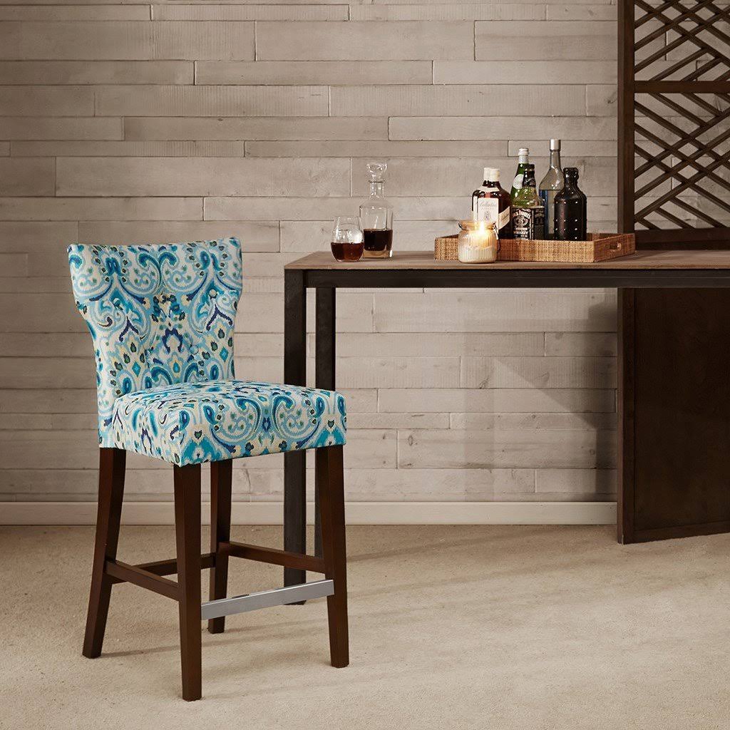 Madison Park Tufted Back Counter Stool, Cream/Natural